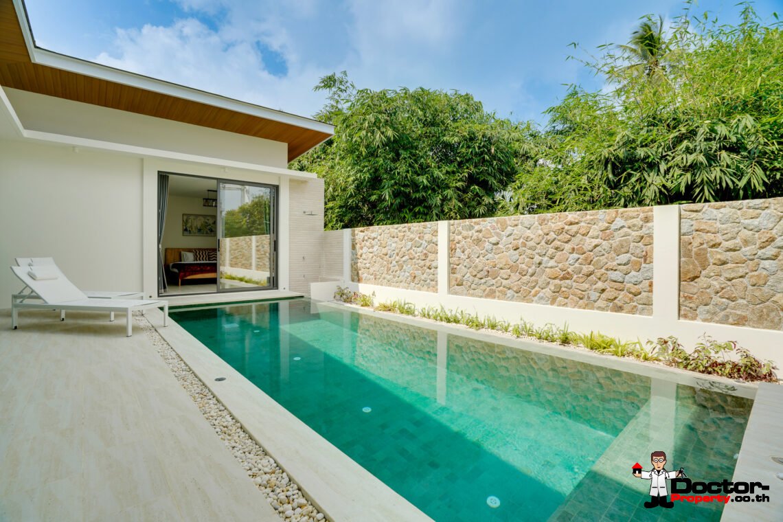 New 4 Bedroom Pool Villa with Partial Sea View in Bang Rak, Koh Samui – For Sale